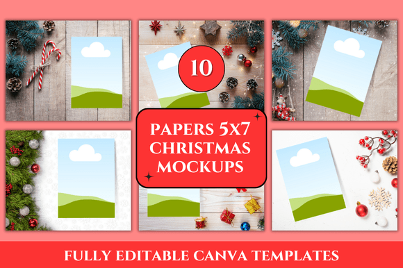 10 Christmas Paper Mockup Canva Templates for Festive Designs