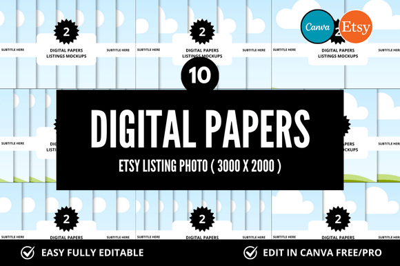 10 Digital Paper Etsy Listings Mockup