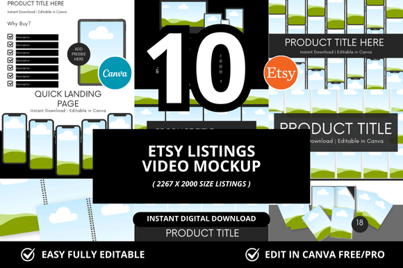 10 Etsy Listing Video: Boost Your Etsy Shop with Customizable Canva Mockups