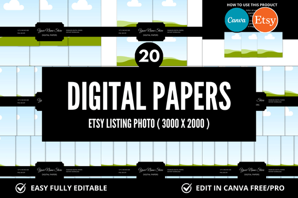 20 Digital Paper Etsy Listings Mockup: Enhance Your Online Store with Professional Templates
