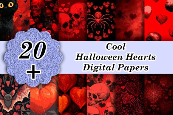 20 Vermilion Cool Halloween Hearts Paper for Creative Expression