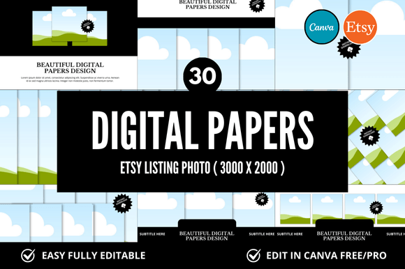 30 Digital Paper Etsy Listings Mockup: Elevate Your Etsy Store with Professional Design