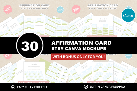 30 Square Affirmation Card Bundle Bonus: The Ultimate Etsy Mockup Solution
