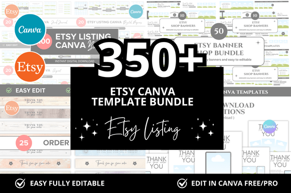 350 Etsy Canva Template Bundle