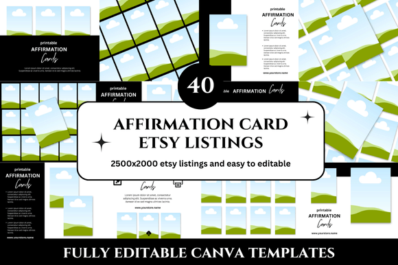 40 Affirmation Card Etsy Listings Mockup: Boost Your Digital Product Sales with Professional Canva Templates