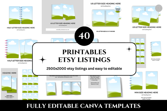 40 Printables Etsy Listings Mockup: Boost Your Digital Product Sales with Professional Templates