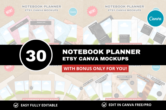 5 Notebook Planner Mockup Bundle Bonus – A Smarter Way to Showcase Your Digital Products