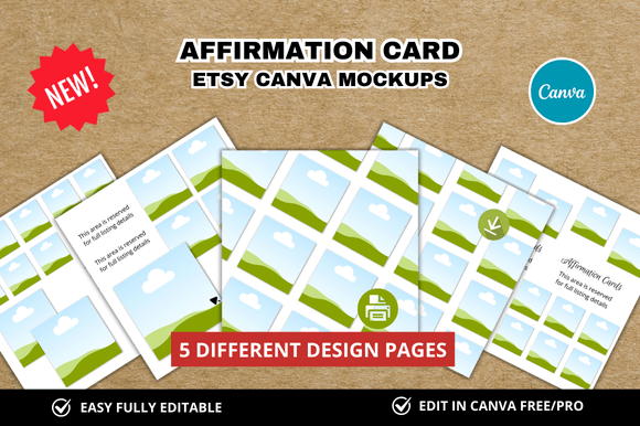 5 Square Affirmation Card Mockup: Practical Design Tool