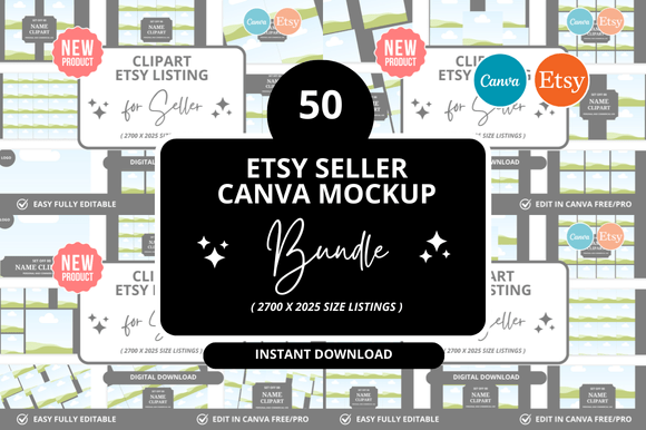 50 Clipart Etsy Listings Mockup: A Must-Have for Digital Product Sellers
