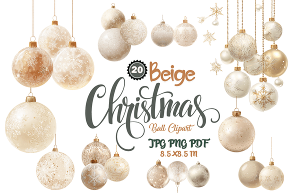 Beige Christmas Ball Clipart: Versatile Art for Every Creator