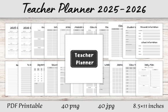 Black and White Teacher Planner: A Streamlined Approach to School Year Organization