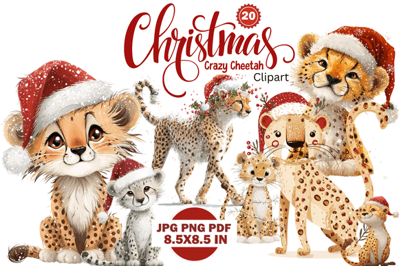 Bringing Wild Holiday Cheer: The Christmas Crazy Cheetah Clipart Collection