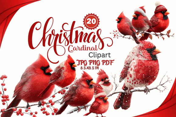Christmas Cardinal Clipart for Creative Projects