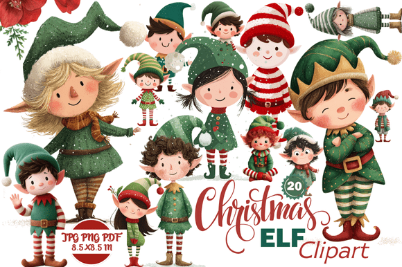 Christmas Elf Clipart for Creative Projects