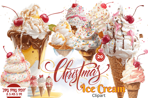 Christmas Ice Cream Clipart: Merging Seasonal Charm with Creative Flexibility