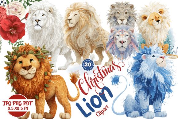 Christmas Lion Clipart: A Festive Design Asset for Modern Creators