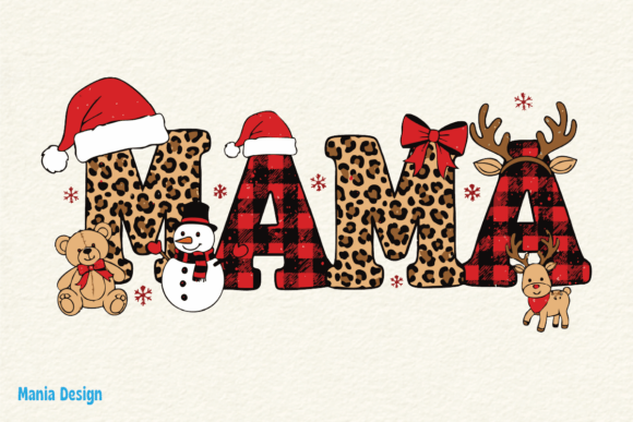Christmas Mama Leopard Plaid PNG