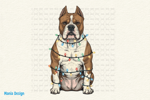 Christmas Pitbull Lights Retro Dog PNG: A Festive Addition to Your Creative Projects