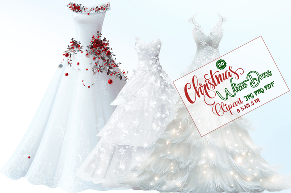 Christmas White Dress Clipart: Versatile Designs for Creative Projects