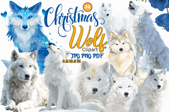 Christmas Wolf Clipart for Creative Projects