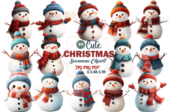 Cute Christmas Snowman Clipart for Designers