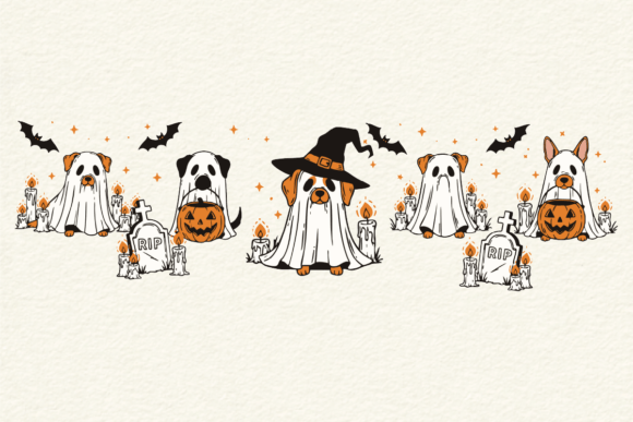 Cute Ghost Dogs Halloween PNG: A Spooky Yet Adorable Design for All Your Creative Projects
