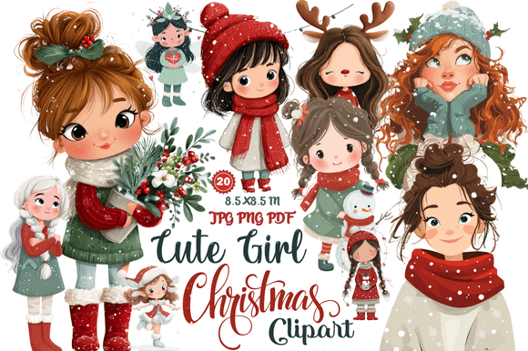 Cute Girl Christmas Clipart: A Practical Resource for Holiday Design Projects