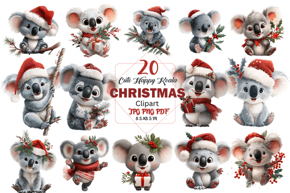 Cute Happy Koala Christmas Clipart: A Practical Resource for Holiday Projects
