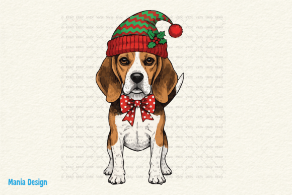 Discover the Charm of the Retro Christmas Beagle Elf Dog PNG