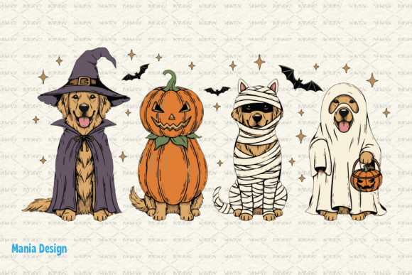 Embrace the Spooky Season with Halloween Golden Retriever Dog PNG
