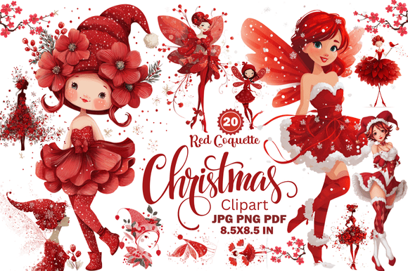 Red Coquette Christmas Clipart: A Versatile Creative Resource