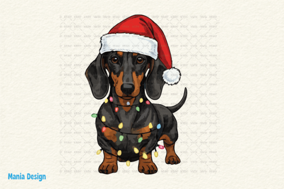 Retro Christmas Dachshund Dog PNG: A Festive Design for Creative Projects