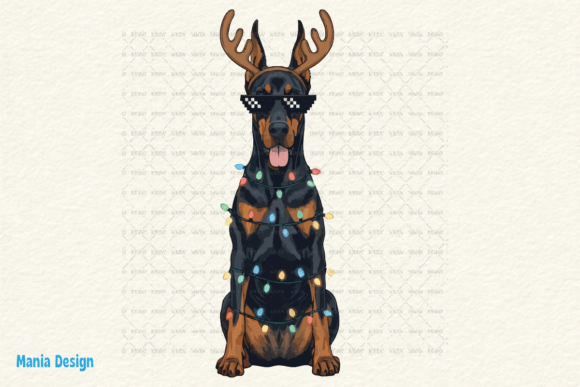 Retro Christmas Doberman Santa Dog PNG: A Festive Addition to Your Creative Projects