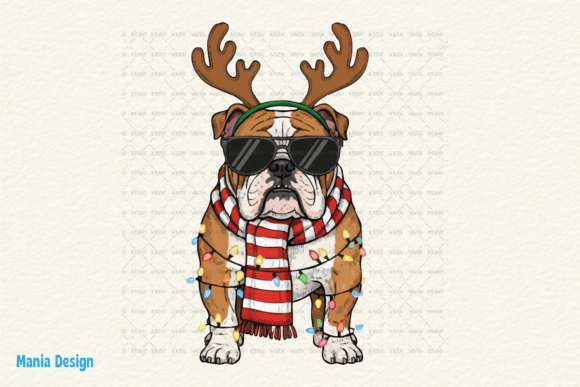 Vintage Christmas Bulldog Reindeer PNG: A Festive Addition for Creative Projects