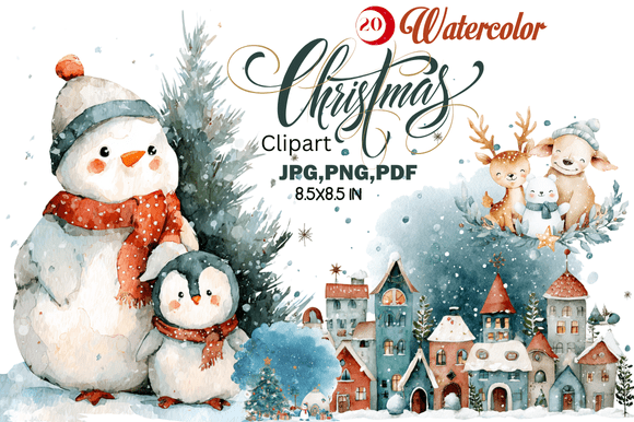 Watercolor Christmas Clipart