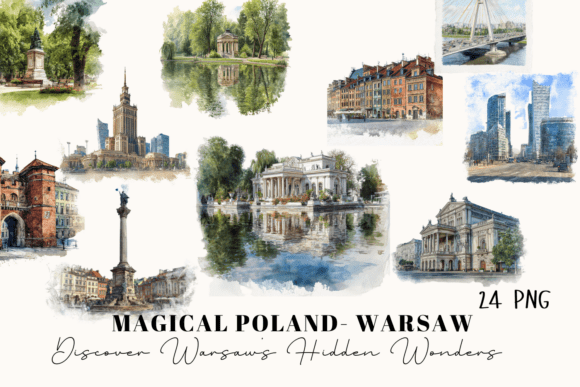 Watercolor Landmarks of Warsaw – Poland