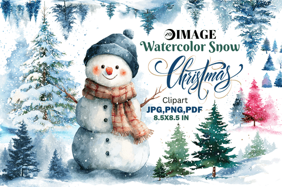 Watercolor Snow Christmas Clipart