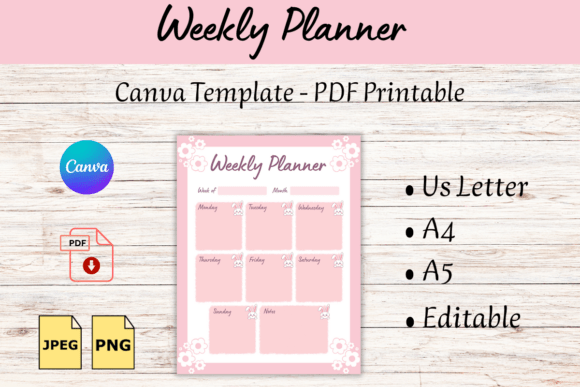 Weekly Planner Canva Template and PDF