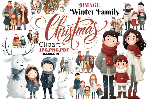 Winter Family Christmas Clipart